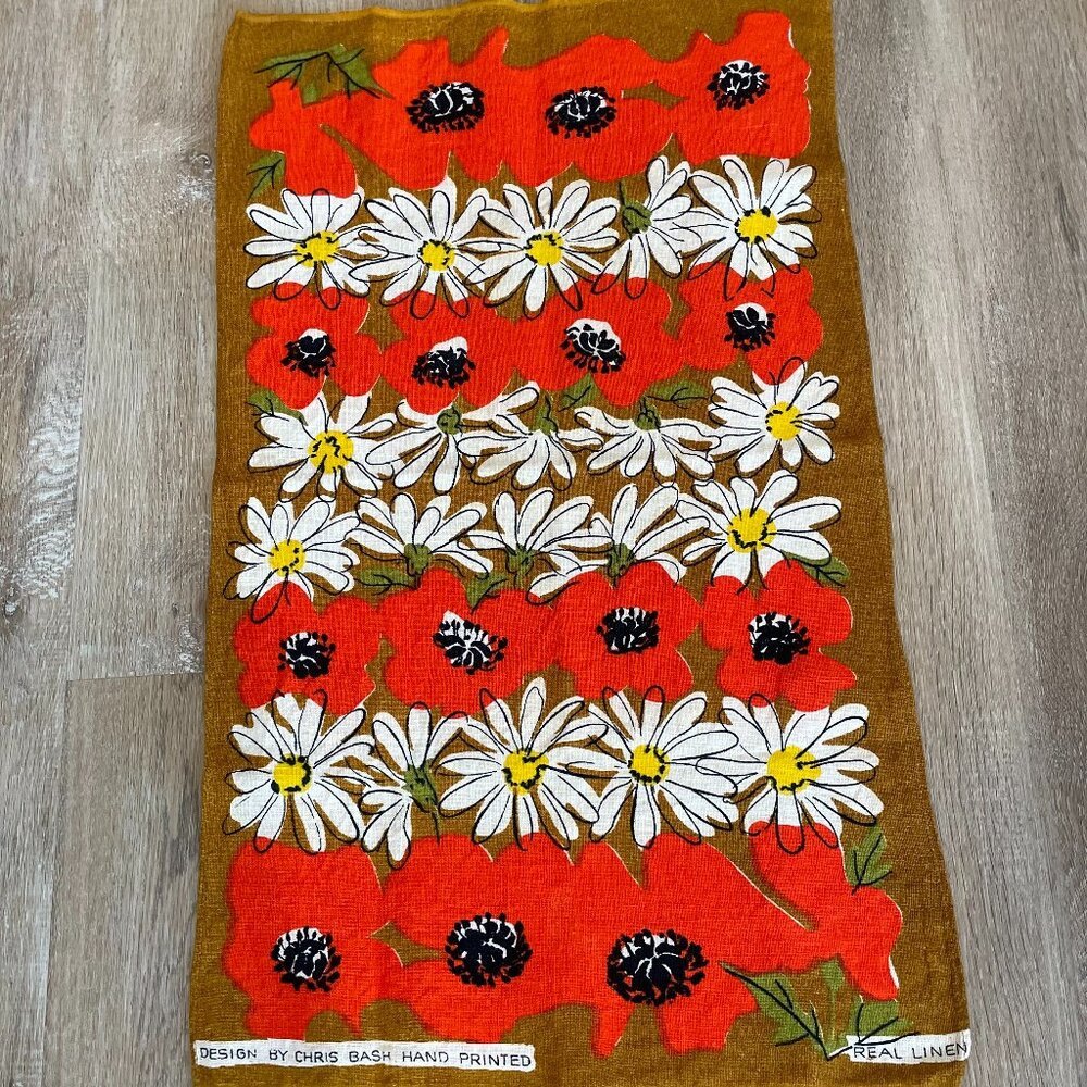 Vintage Chris Bash Linen Kitchen Towel